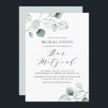 Aquarell Dusty Blue Eucalyptus Bar Mitzvah Einladung<br><div class="desc">Grüne Bar mitzvah Einladung mit Aquarell dusty blue eucalyptus Blätter mit einem whimsical Skript. Personalisieren Sie Ihre persönlichen Daten,  indem Sie Ihre eigenen Daten hinzufügen. Diese Eukalyptus-Einladung ist perfekt für jedes Bar mitzvah Thema und jede Saison.</div>