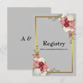 Aquarell Dusty Gray Gold Blush Peach Wedding Enc Begleitkarte (Vorne/Hinten)