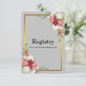 Aquarell Dusty Gray Gold Blush Peach Wedding Enc Begleitkarte (Stehend Vorderseite)