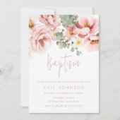 Aquarell Dusty Rose Schöne Taufe Einladung (Vorderseite)