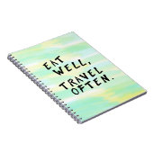 Aquarell "Eat Well, Travel Often" Notebook Notizblock (Rechte Seite)