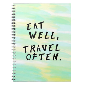 Aquarell "Eat Well, Travel Often" Notebook Notizblock