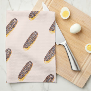 Aquarell-Eclairs Donuts Lustige Laune Rosa Geschirrtuch