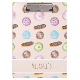Aquarell-Éclairs-Donuts-Spaß-Whimsical-Süß  Klemmbrett