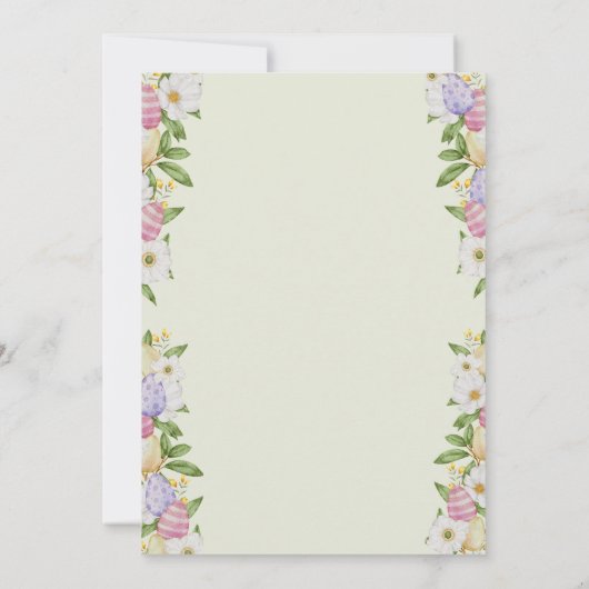 Aquarell Eegs Bunny Blume Brunch & Bubbly Einladung (Rückseite)