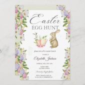 Aquarell Eegs Bunny Blume Brunch & Bubbly Einladung (Vorne/Hinten)