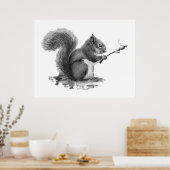 Aquarell Eichhörnchen röstet Marshmallow Tier Poster (Küche)