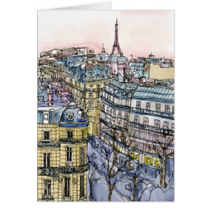 Aquarell-Eiffelturm u. Paris der Bestimmungsort-