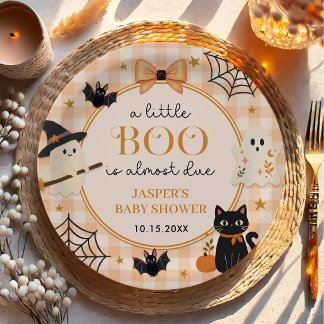 Aquarell Ein Kleiner Boo Halloween-Baby-Party Pappteller
