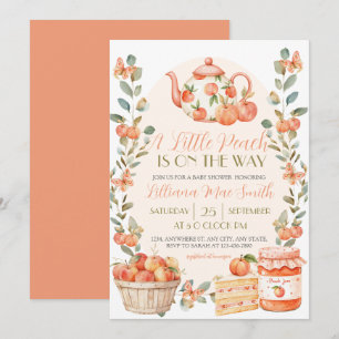Aquarell Eine kleine Pfirsich ist auf dem Weg Einladung