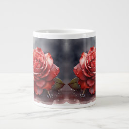 Aquarell Eine rote Rose mit Abtropfen auf den Peta Jumbo-Tasse