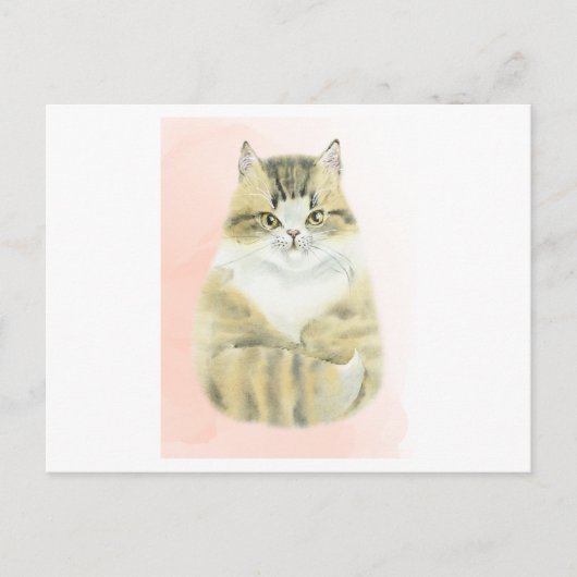 Aquarell einer niedlichen Katze Postkarte (Vorderseite)