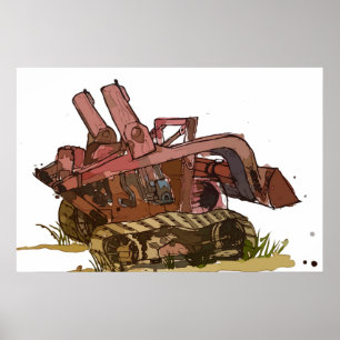 Aquarell einer orangefarbenen Katze mit Logger Poster