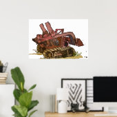 Aquarell einer orangefarbenen Katze mit Logger Poster (Heimbüro)