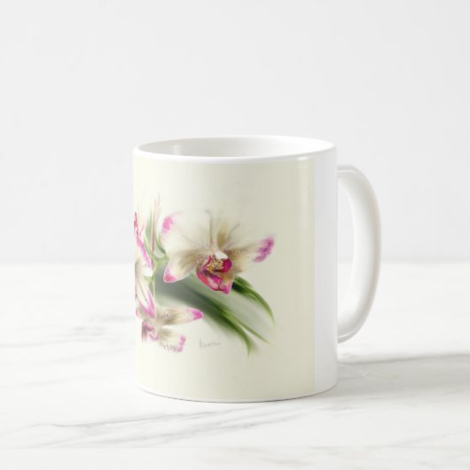 Aquarell einer Orchidee, Phalaenopsis - Kaffeetasse (VorderseiteRechts)