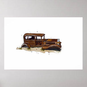 Aquarell einer rostigen Karosserie eines Pickups Poster