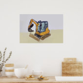 Aquarell eines kleinen Baggers Poster (Küche)