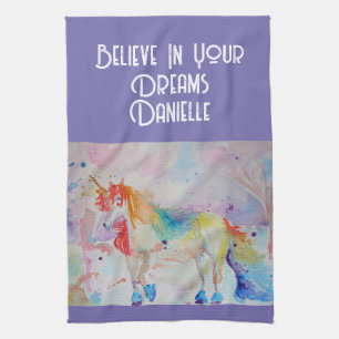 Aquarell Einhorn Art Küche Lila Lavendel Geschirrtuch