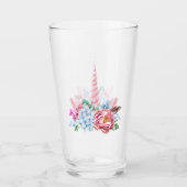 Aquarell-Einhorn-Blumenkrone Glas (Vorderseite)