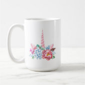 Aquarell-Einhorn-Blumenkrone Kaffeetasse (Links)