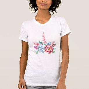 Aquarell-Einhorn-Blumenkrone T-Shirt