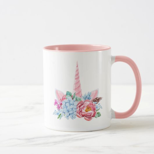 Aquarell-Einhorn-Blumenkrone Tasse (Rechts)