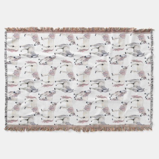 Aquarell-Einhorn-Märchen-Muster Decke (Vorderseite)