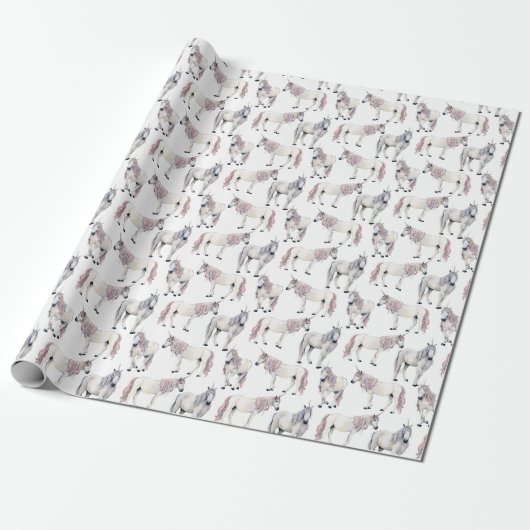 Aquarell-Einhorn-Märchen-Muster Geschenkpapier (Ungerollt)