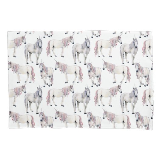 Aquarell-Einhorn-Märchen-Muster Kissenbezug (Vorderseite-Links)