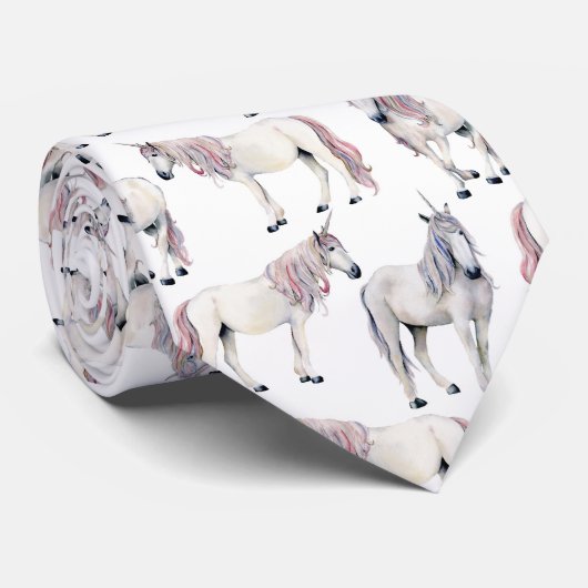 Aquarell-Einhorn-Märchen-Muster Krawatte (Gerollt)