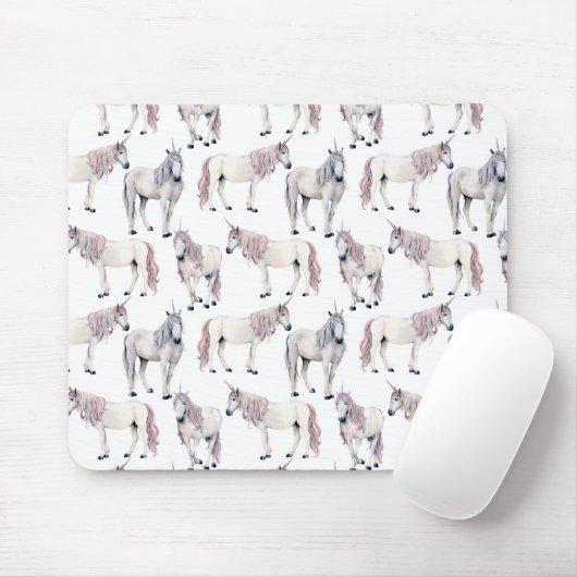 Aquarell-Einhorn-Märchen-Muster Mousepad (Mit Mouse)