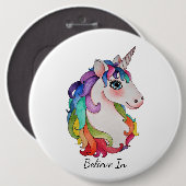 Aquarell-Einhorn mit dem Regenbogen-Haar Button (Vorne & Hinten)
