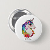 Aquarell-Einhorn mit dem Regenbogen-Haar Button (Vorne & Hinten)