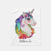 Aquarell-Einhorn mit dem Regenbogen-Haar Fleecedecke (Vorderseite)