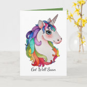 Aquarell-Einhorn mit dem Regenbogen-Haar Karte (Gelbe Blume)