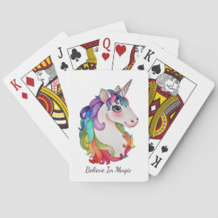 Aquarell-Einhorn mit dem Regenbogen-Haar Spielkarten