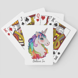 Aquarell-Einhorn mit dem Regenbogen-Haar Spielkarten