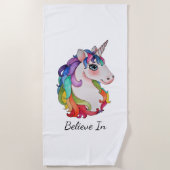 Aquarell-Einhorn mit dem Regenbogen-Haar Strandtuch (Vorderseite)