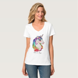 Aquarell-Einhorn mit dem Regenbogen-Haar T-Shirt
