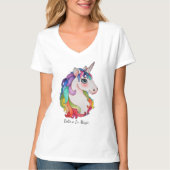 Aquarell-Einhorn mit dem Regenbogen-Haar T-Shirt (Vorderseite)