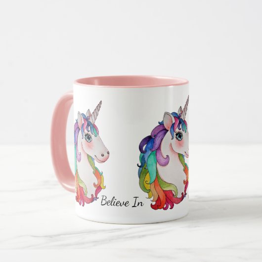 Aquarell-Einhorn mit dem Regenbogen-Haar Tasse (Vorderseite Links)