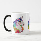 Aquarell-Einhorn mit dem Regenbogen-Haar Verwandlungstasse (Links)
