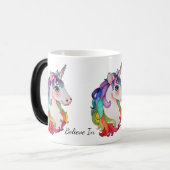 Aquarell-Einhorn mit dem Regenbogen-Haar Verwandlungstasse (Vorderseite Links)