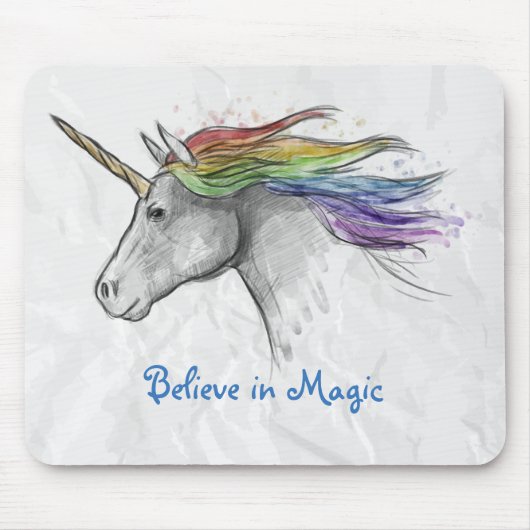 Aquarell-Einhorn Mousepad (Vorne)