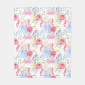 Aquarell-Einhorn-u. Pegasus-Muster Fleecedecke (Vorderseite)