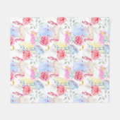 Aquarell-Einhorn-u. Pegasus-Muster Fleecedecke (Vorderseite (Horizontal))