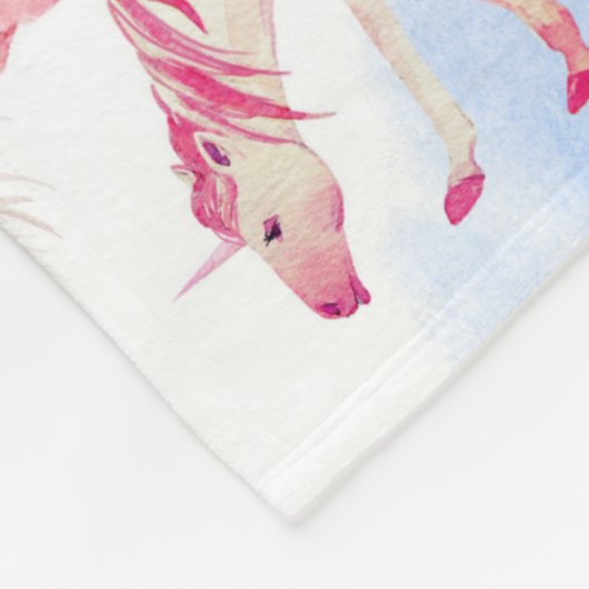 Aquarell-Einhorn-u. Pegasus-Muster Fleecedecke (Ecke)