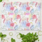 Aquarell-Einhorn-u. Pegasus-Muster Geschirrtuch (Gefaltet)