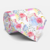 Aquarell-Einhorn-u. Pegasus-Muster Krawatte (Gerollt)