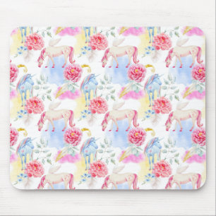 Aquarell-Einhorn-u. Pegasus-Muster Mousepad